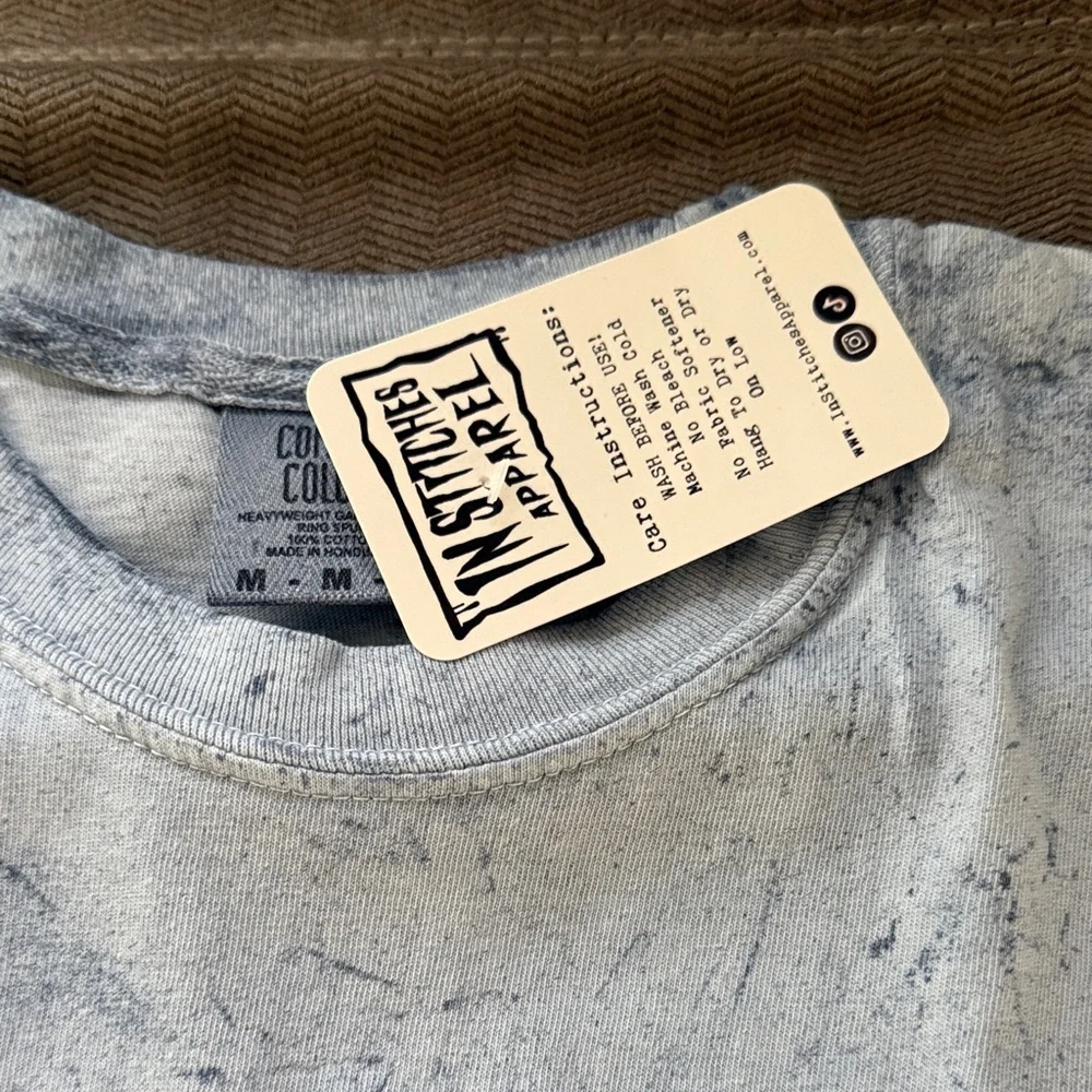 Blue with Gray Embroidered Graphic Tee - NEW!! - Picture 3 of 3